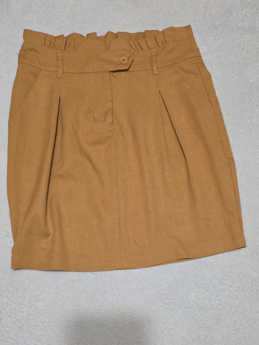 VILA Camel Tan Paperbag Mini Skirt